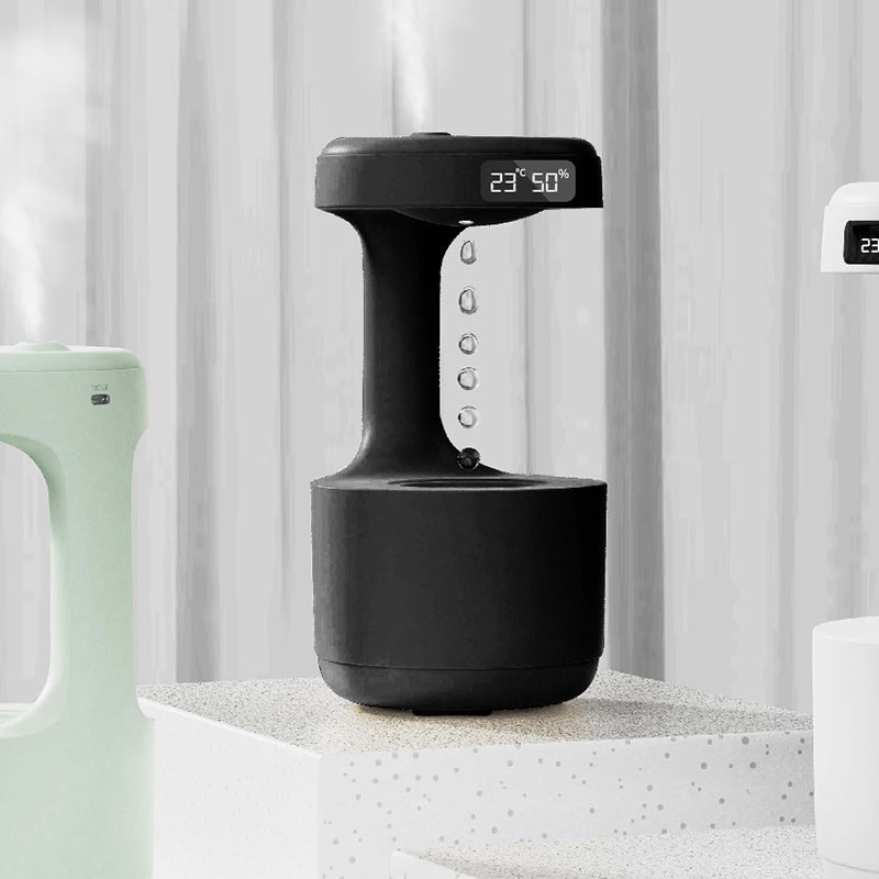 Bedroom Anti-Gravity Humidifier With Clock Water Drop Backflow Aroma Diffuser Large Capacity Office Bedroom Mute Heavy Fog Household Sprayer
